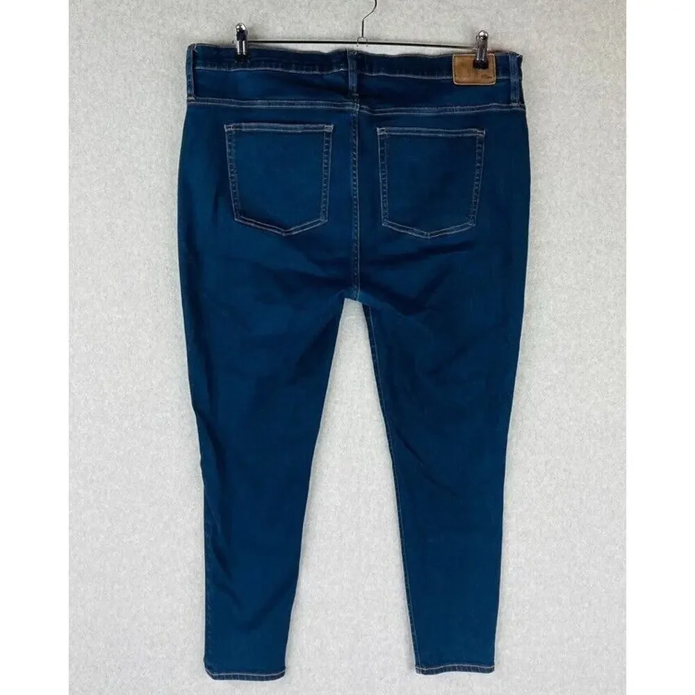 J. Crew Womans Sz 20 Jeans High Rise Toothpick Skinny Jeans Blue Stretch Pockets